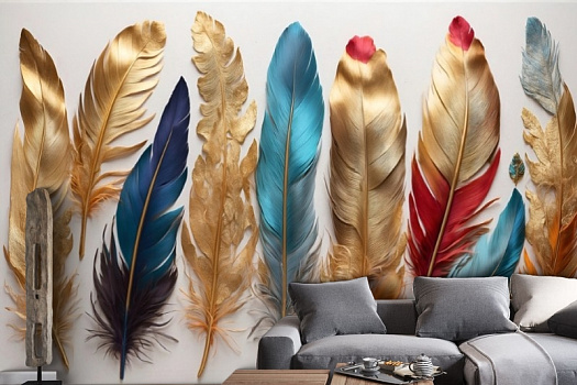 Фотообои в интерьере артикул AG-FT-008, Feathers, Design Studio 3D